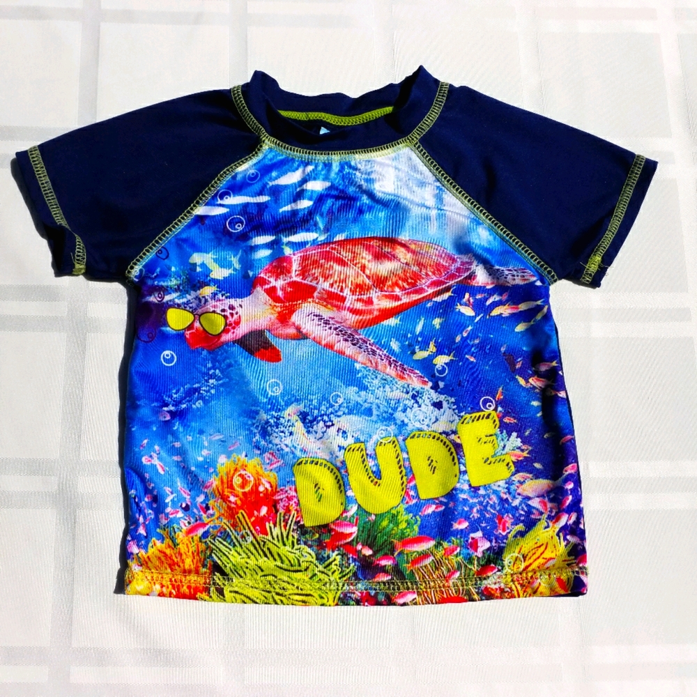 BABY BUNS Navy Blue Sea Turtle Rashguard